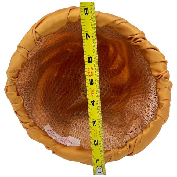 Eva Mae Modes Hat Headpiece Vtg 60s Pleated Satin Gold Box Style Formal Brooch - Picture 13 of 13